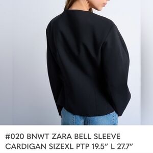 NWT Zara Cardigan Bell Sleeve, shoulder pads with belt